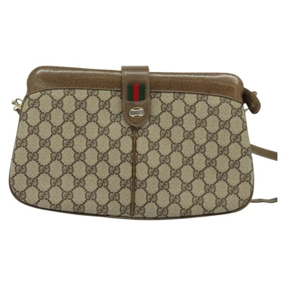 GUCCI GG Supreme Web Sherry Line Bag PVC Beige Red - Picture 7 of 16